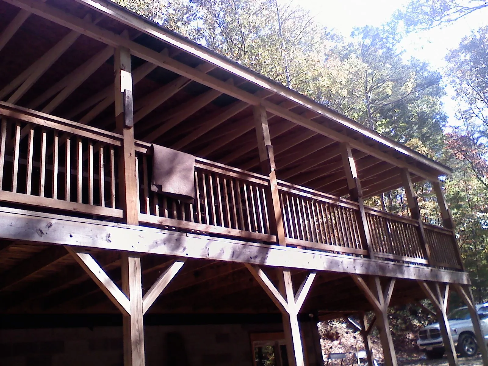 Timber framing under a new elevated porch and deck — Roof Leak Repair in Pillager by Roofing Brothers